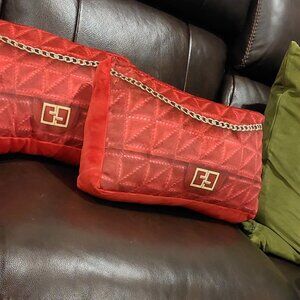 2 Decoration Pillows In Shape Of A Purse red